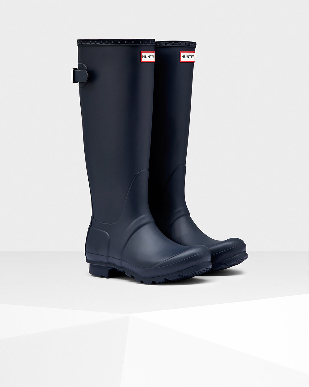 Hunter Original Back Adjustable Tall Rain Boots - Store Womens Navy - BULHPY749